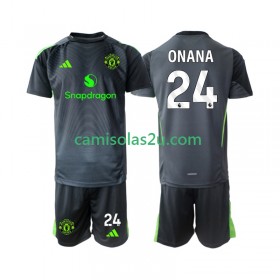 Camisolas de futebol Manchester United Andre Onana 24 Guarda Redes Criança Equipamento Alternativa 2025/26 Manga Curta